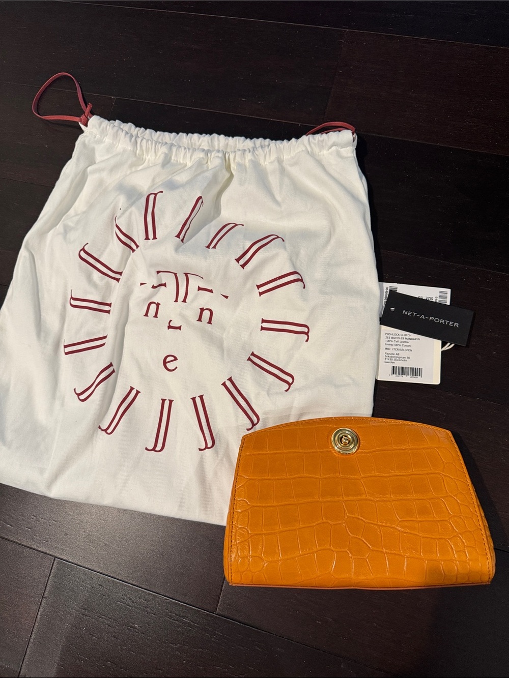 Liffner Croc Effect Pushlock Clutch in Mandarin - Picture 2 of 11